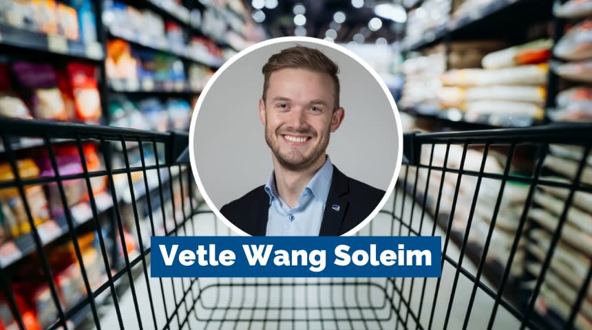 Handlekurv på supermarked. Vetle Wang Soleim innfelt